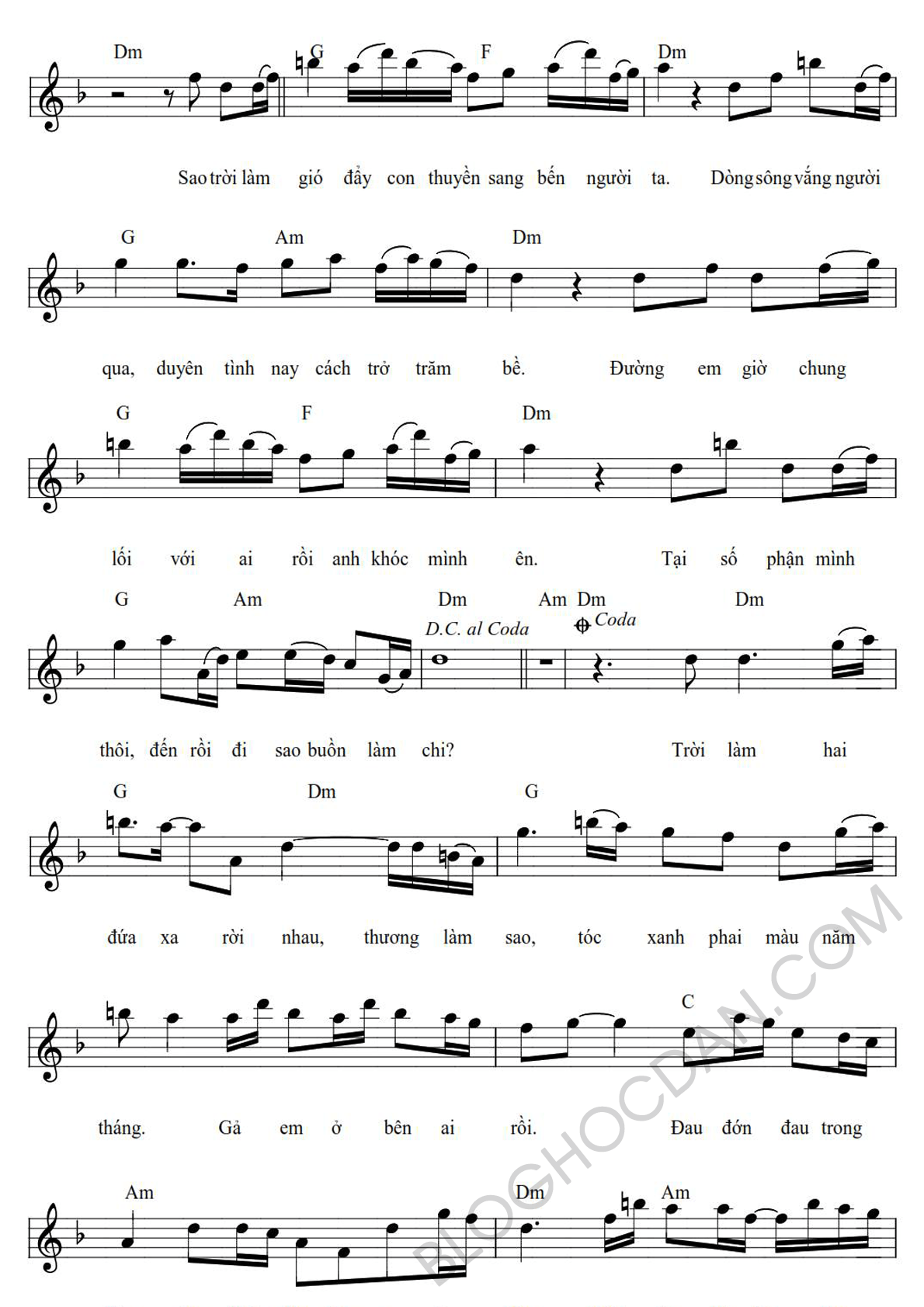 Sheet nhạc Sao Trời Làm Gió Nal