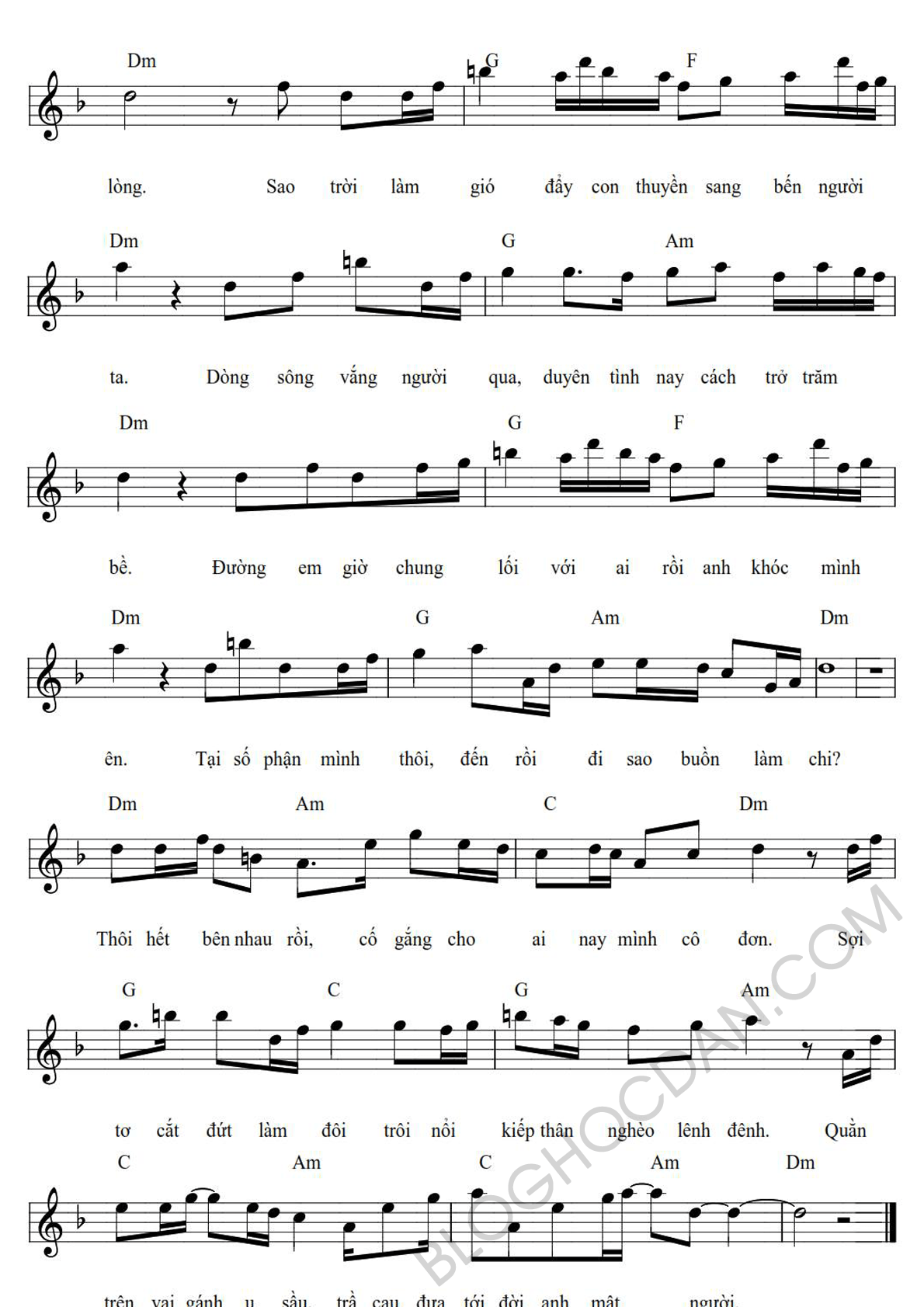 Sheet nhạc Sao Trời Làm Gió Nal