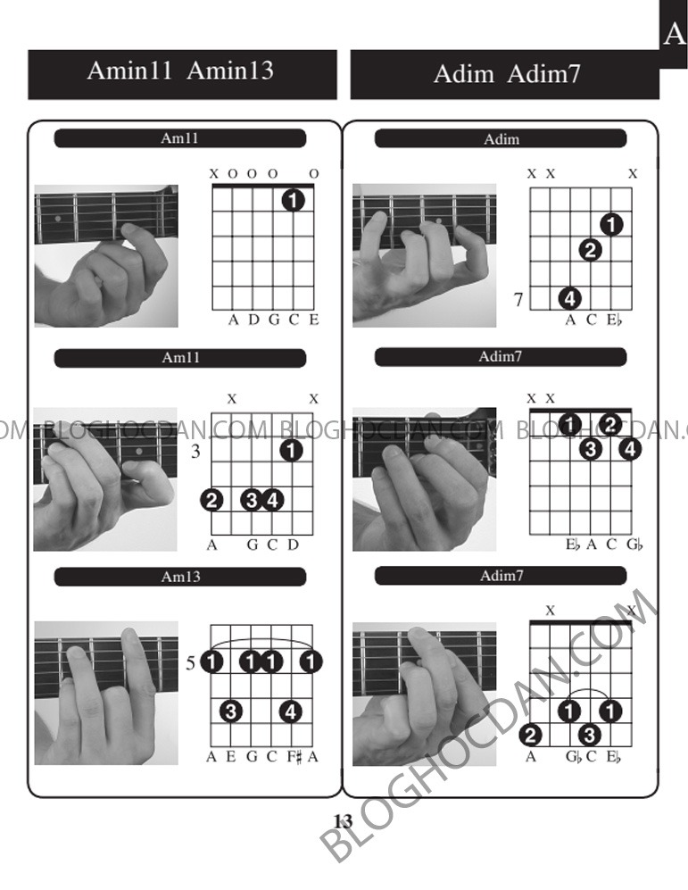 Tổng hợp Hợp âm và thế tay tone A